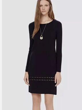 Tory Burch Navy Long-Sleeve Wool Sweater Dress Lose Fit - Tag XS, Fits M-L